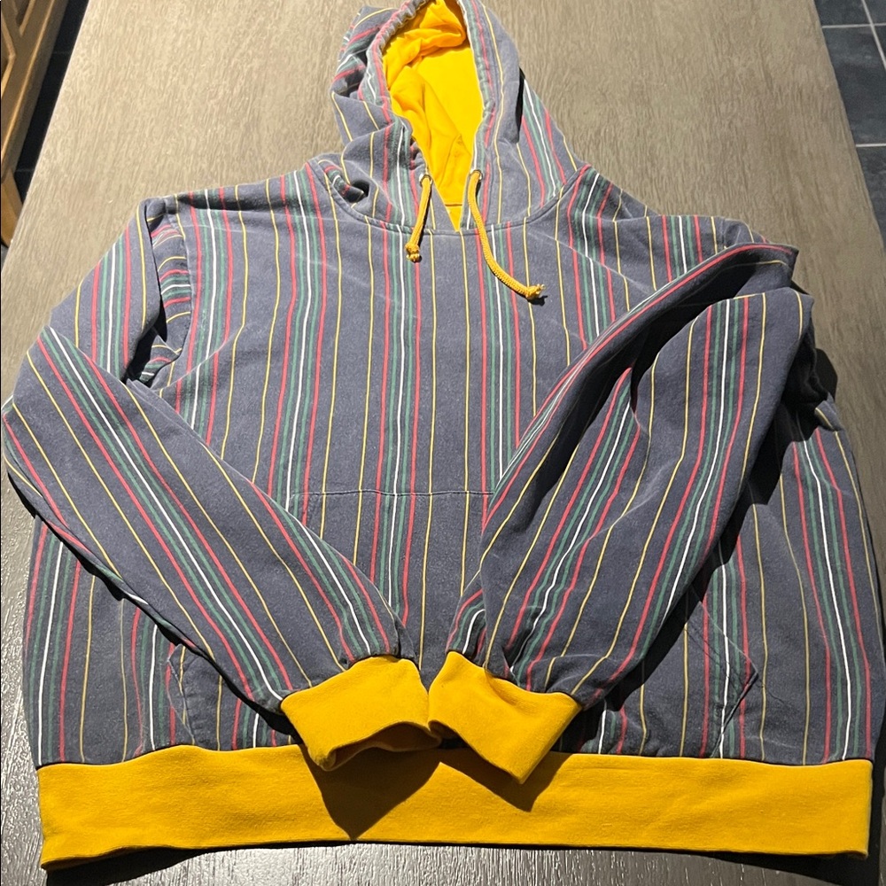 Striped Gray and Yellow Women's Hoodie